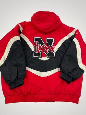 Vintage 90s Nebraska Cornhuskers Apex One Puffer Jacket Nylon Football Men’s XL